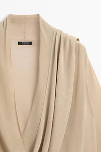 Draped wrap-effect knit cardigan