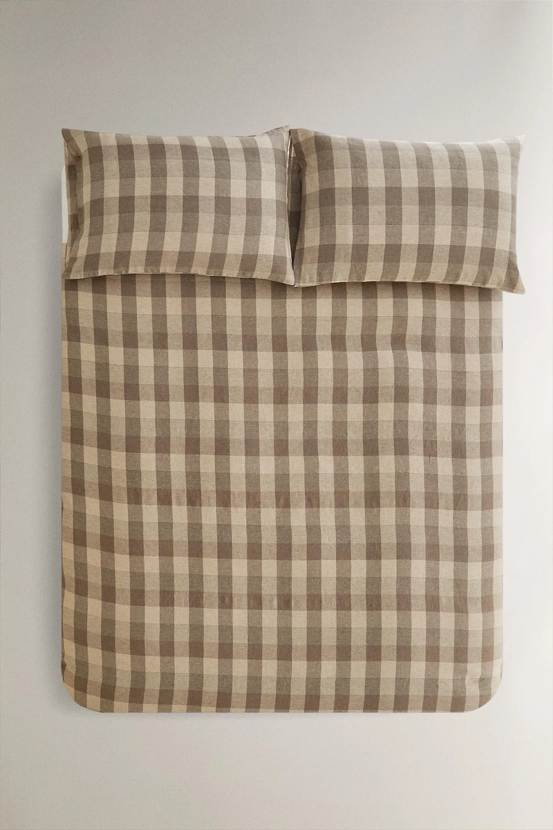 HOUSSE DE COUETTE LIN CARREAUX