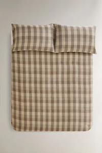 HOUSSE DE COUETTE LIN CARREAUX