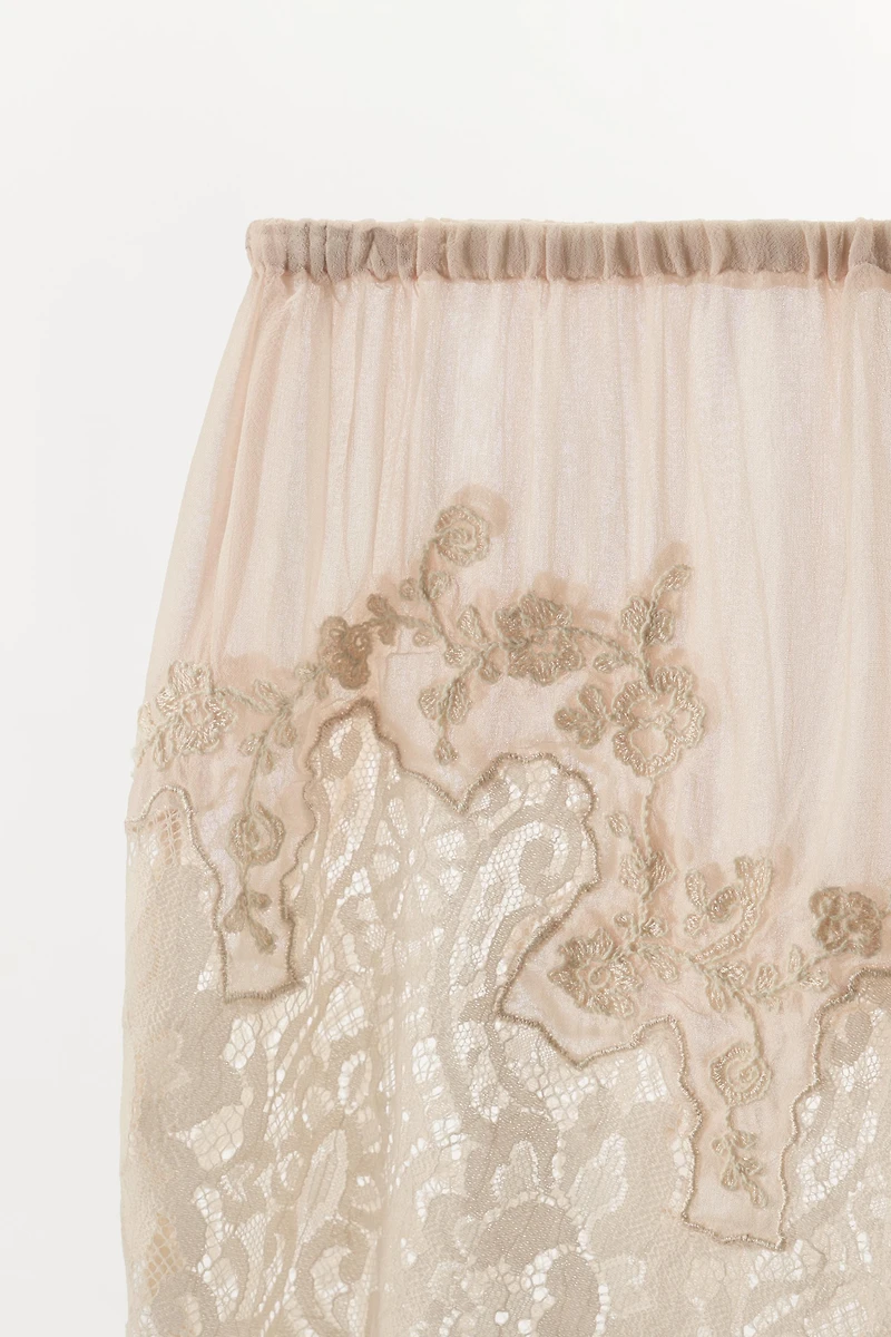 EMBROIDERED LACE GEORGETTE SHORTS