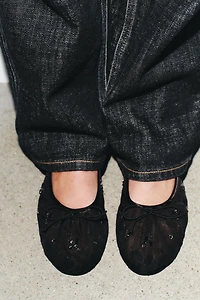 SHINY MESH BALLET FLATS