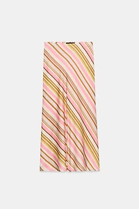 STRIPED SATIN MIDI SKIRT