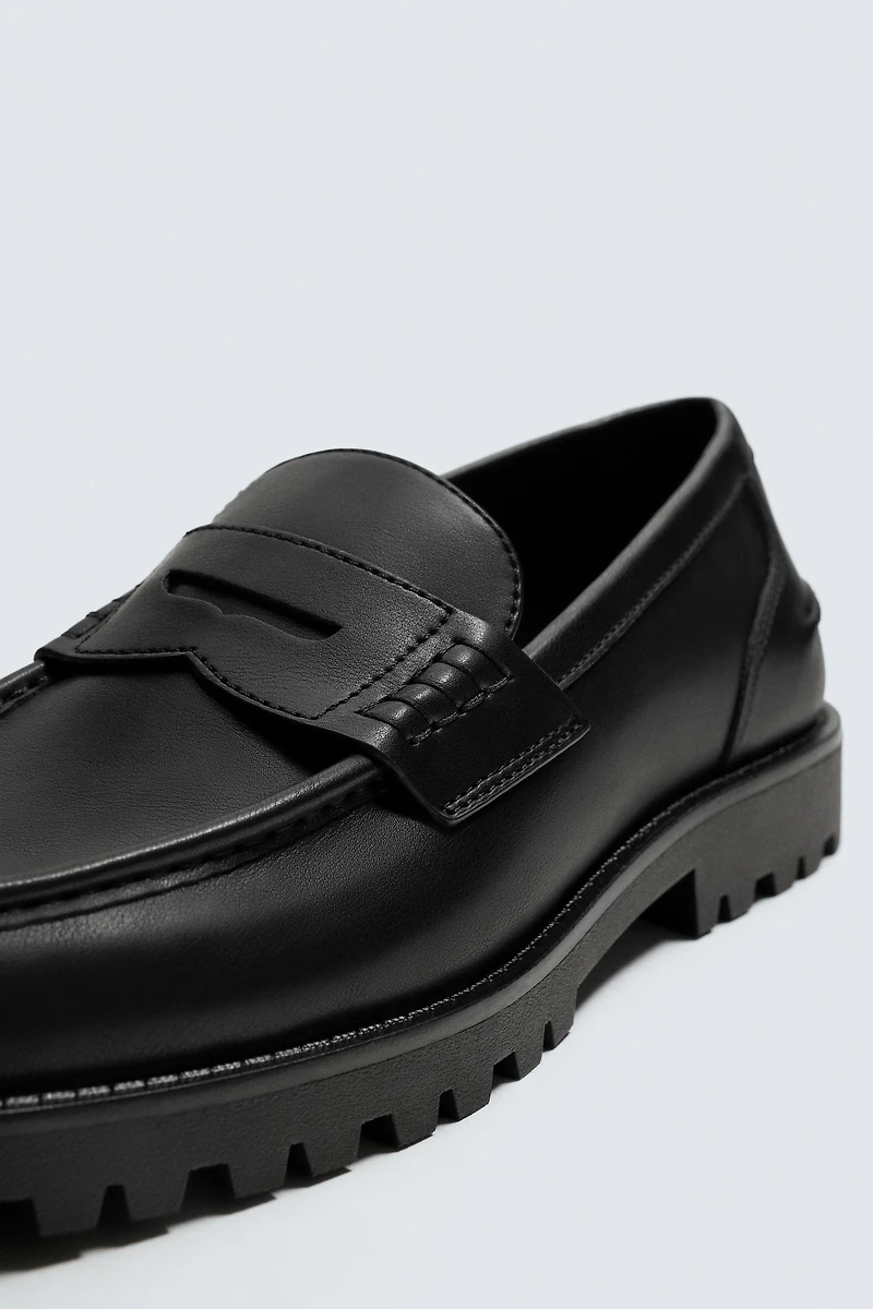 PENNY LOAFERS WITH TRACK SOLE