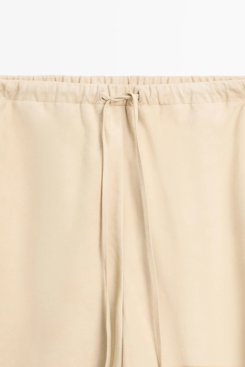 Suede leather sarouel trousers