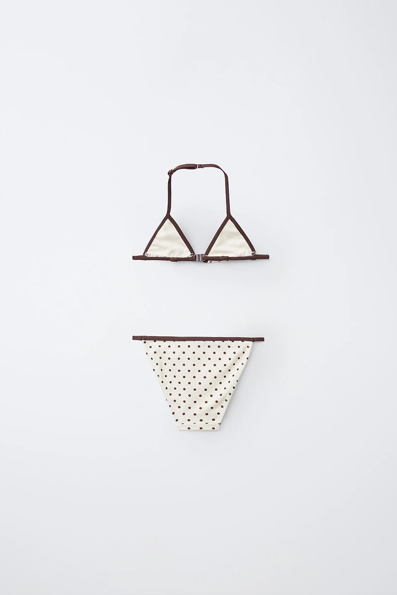 6-14 YEARS/ TRIANGLE POLKA DOT TEXTURED BIKINI