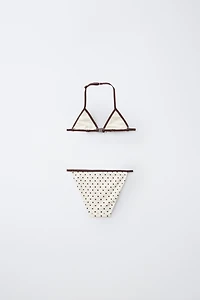 6-14 YEARS/ TRIANGLE POLKA DOT TEXTURED BIKINI