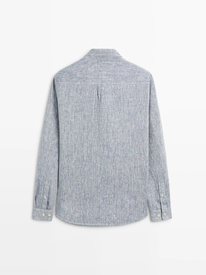Regular fit linen shirt with pocket