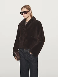 Short lambskin mouton jacket