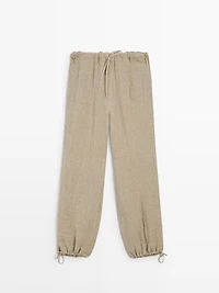 Pantalon bouffant en lin mélangé