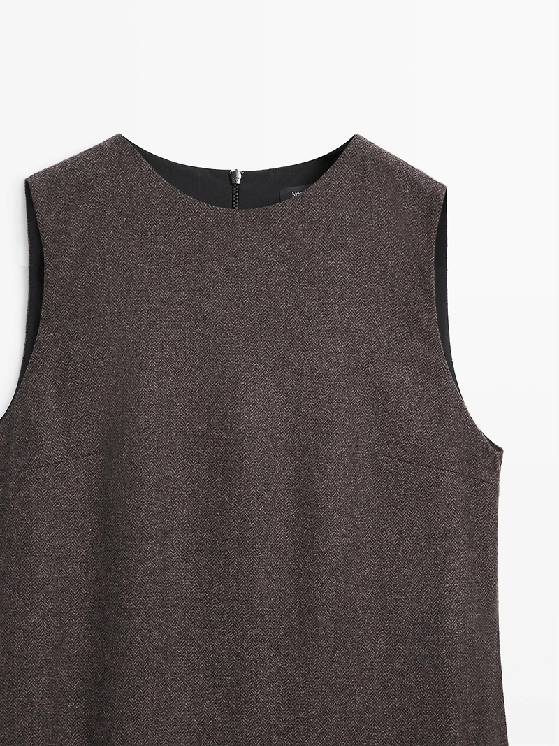 Herringbone mini dress with pockets