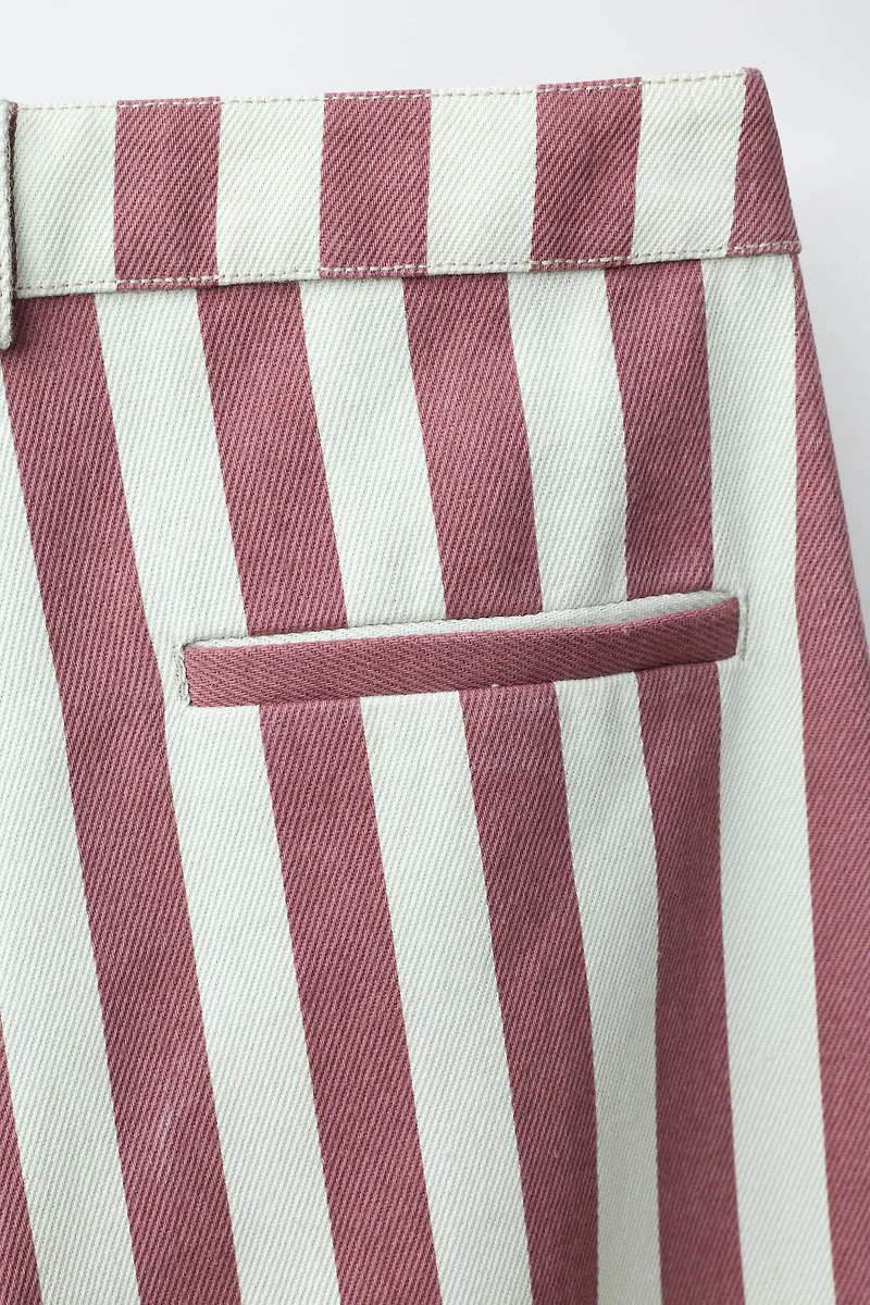 STRIPED BARREL PANTS