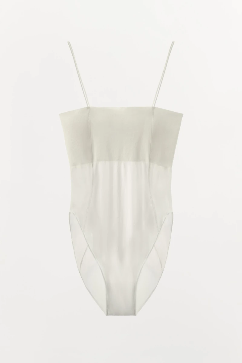 FITTED STRAPPY BODYSUIT WITH SEAMS