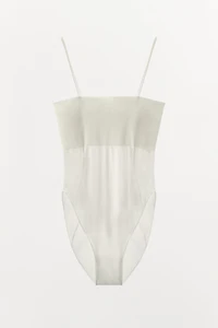 FITTED STRAPPY BODYSUIT WITH SEAMS