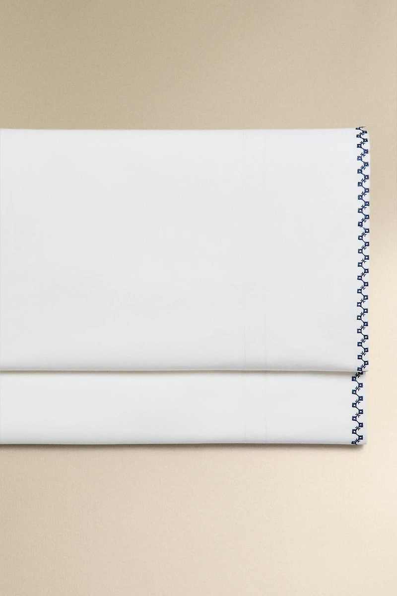 GEOMETRIC EMBROIDERED FLAT SHEET