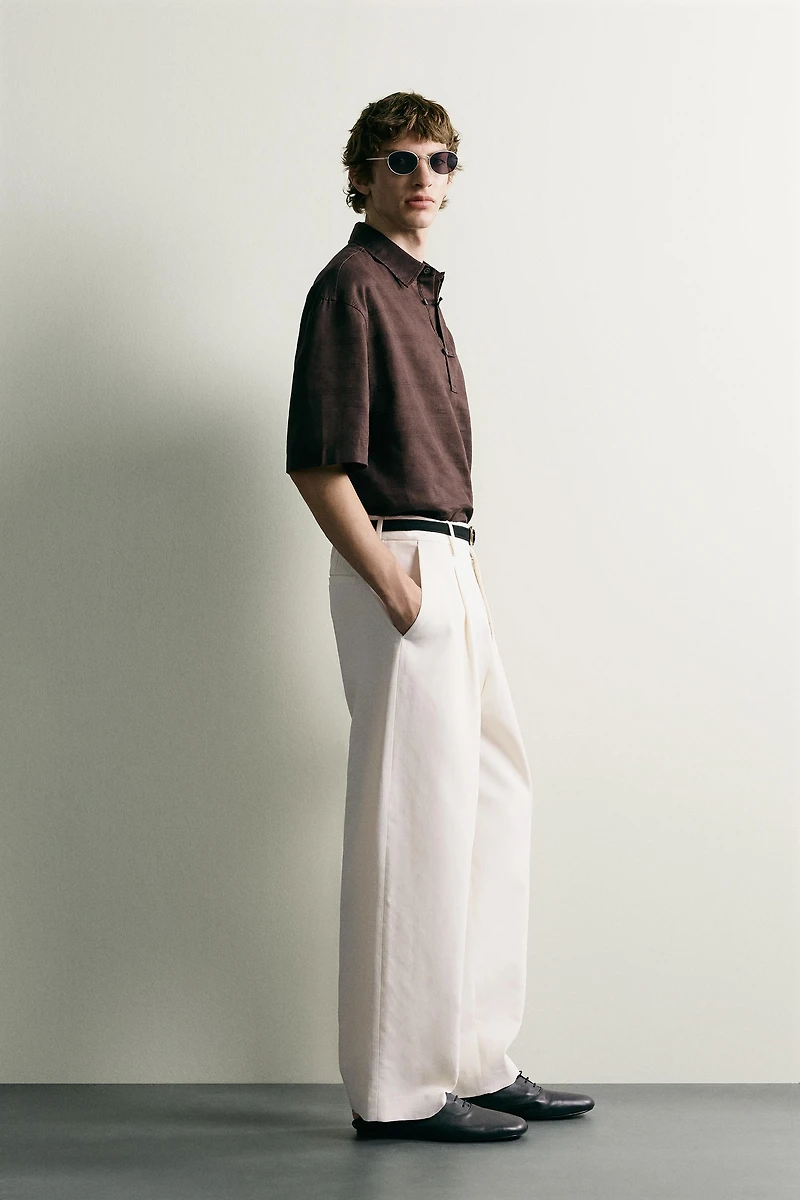 LINEN COTTON BLEND POLO SHIRT