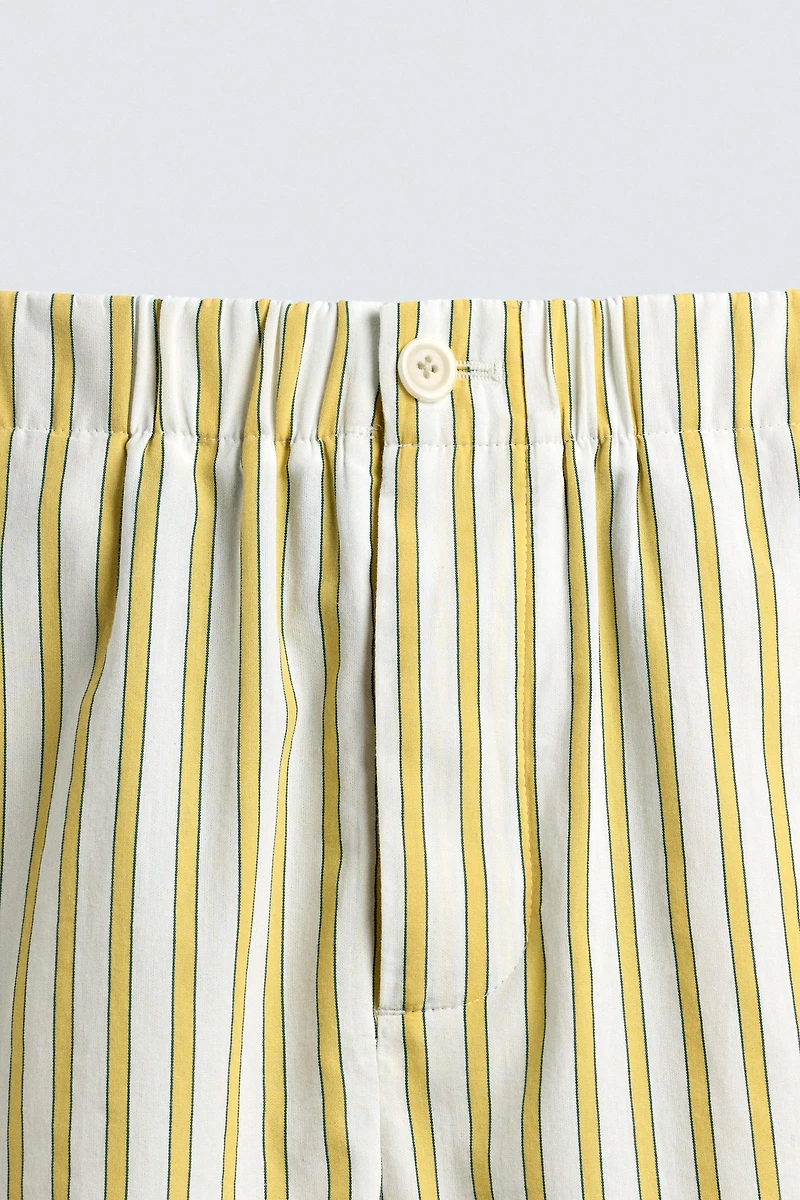 STRIPED EMBROIDERED SHORTS