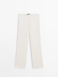 Straight fit flowing linen blend trousers