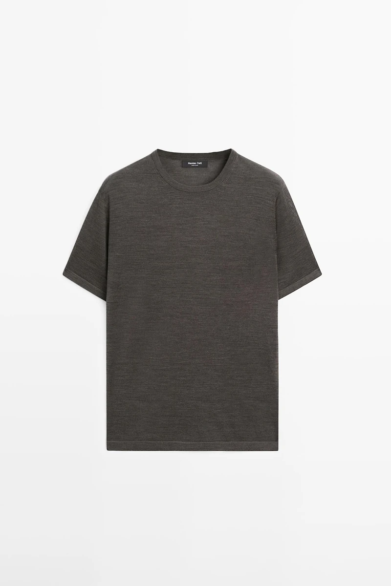 T-shirt en maille de laine mélangée