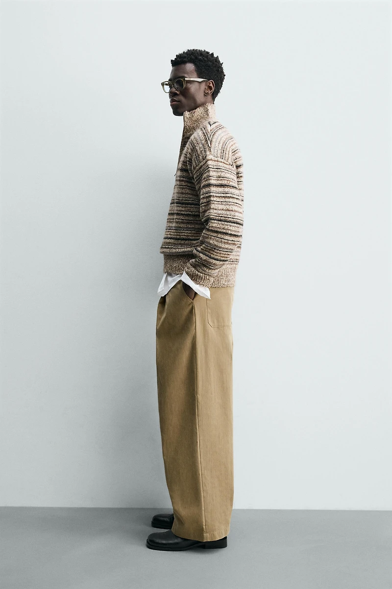 QUARTER-ZIP CABLE KNIT JUMPER