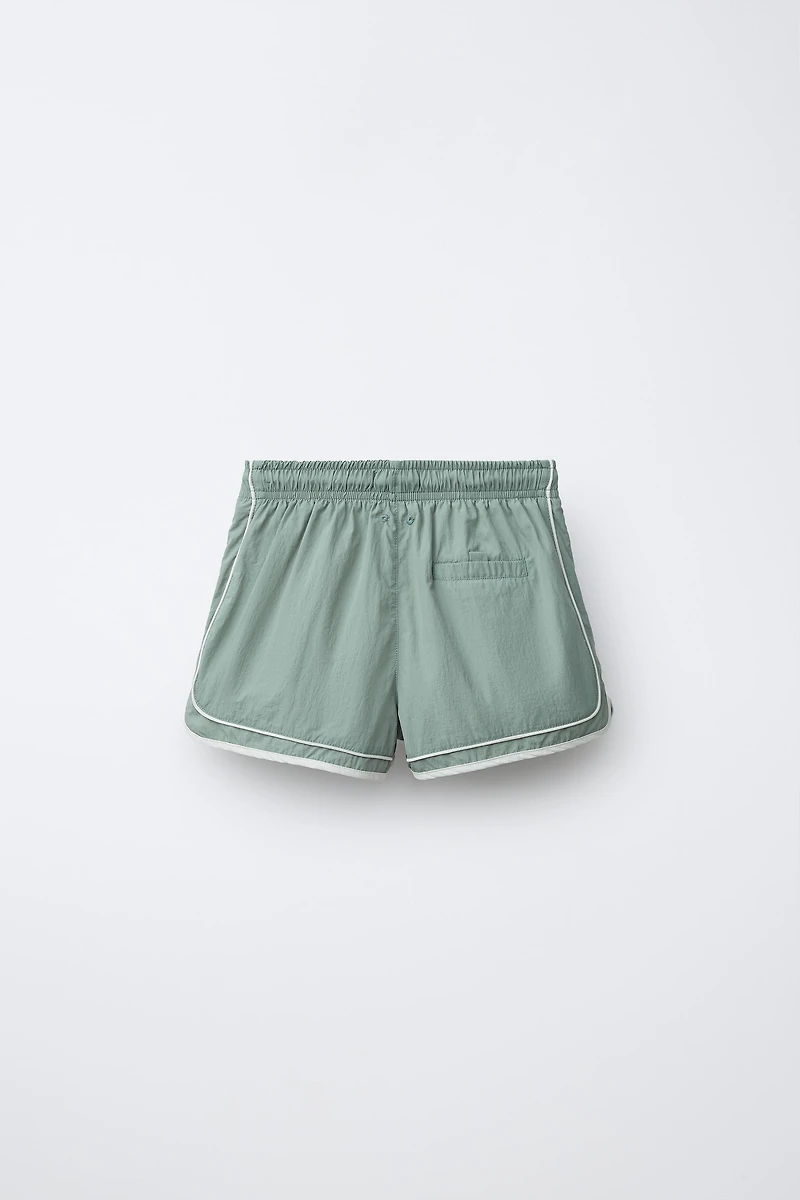 6-14 ANS/ SHORT DE BAIN À BANDES CONTRASTE