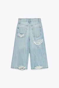 RIPPED LOW RISE TRF DENIM JORTS