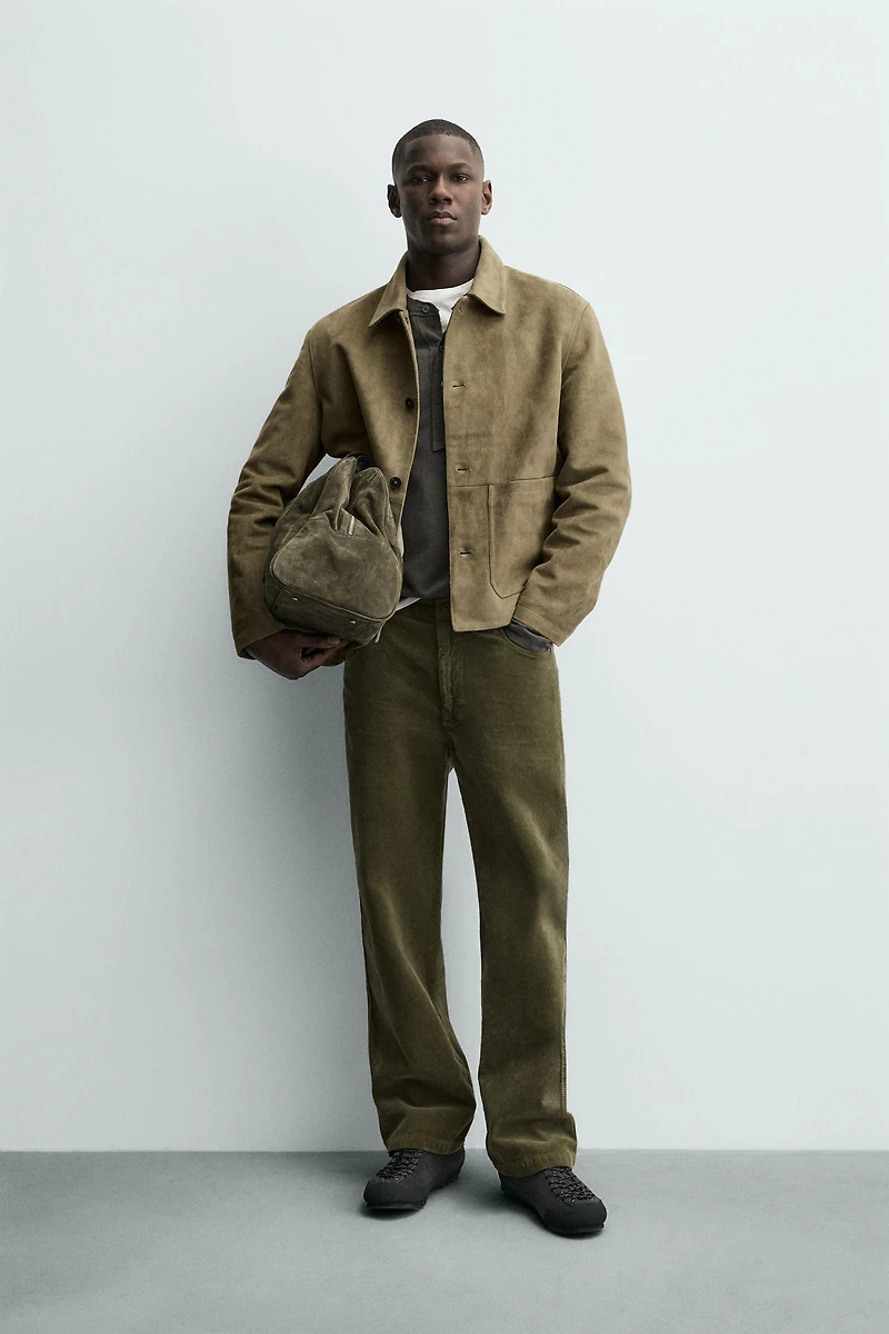 FAUX SUEDE JACKET WITH POCKETS