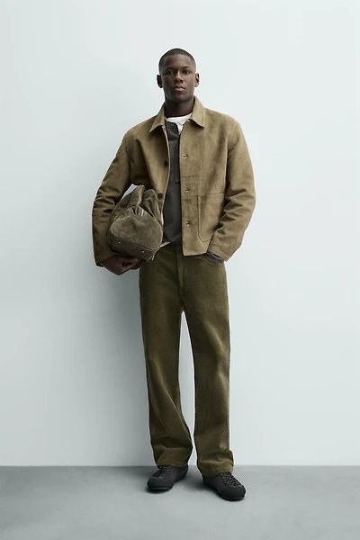 FAUX SUEDE JACKET WITH POCKETS