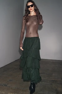 RUFFLED MIDI SKIRT ZW COLLECTION