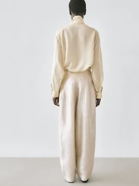 Flowing metallic linen trousers
