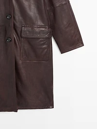 Manteau long en cuir nappa