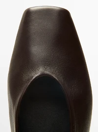 Tied leather ballet flats