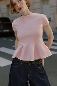 KNIT PEPLUM TOP