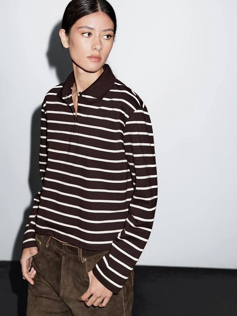 100% cotton striped polo shirt