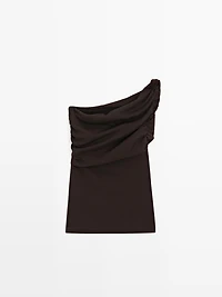 Asymmetric top with draped neckline