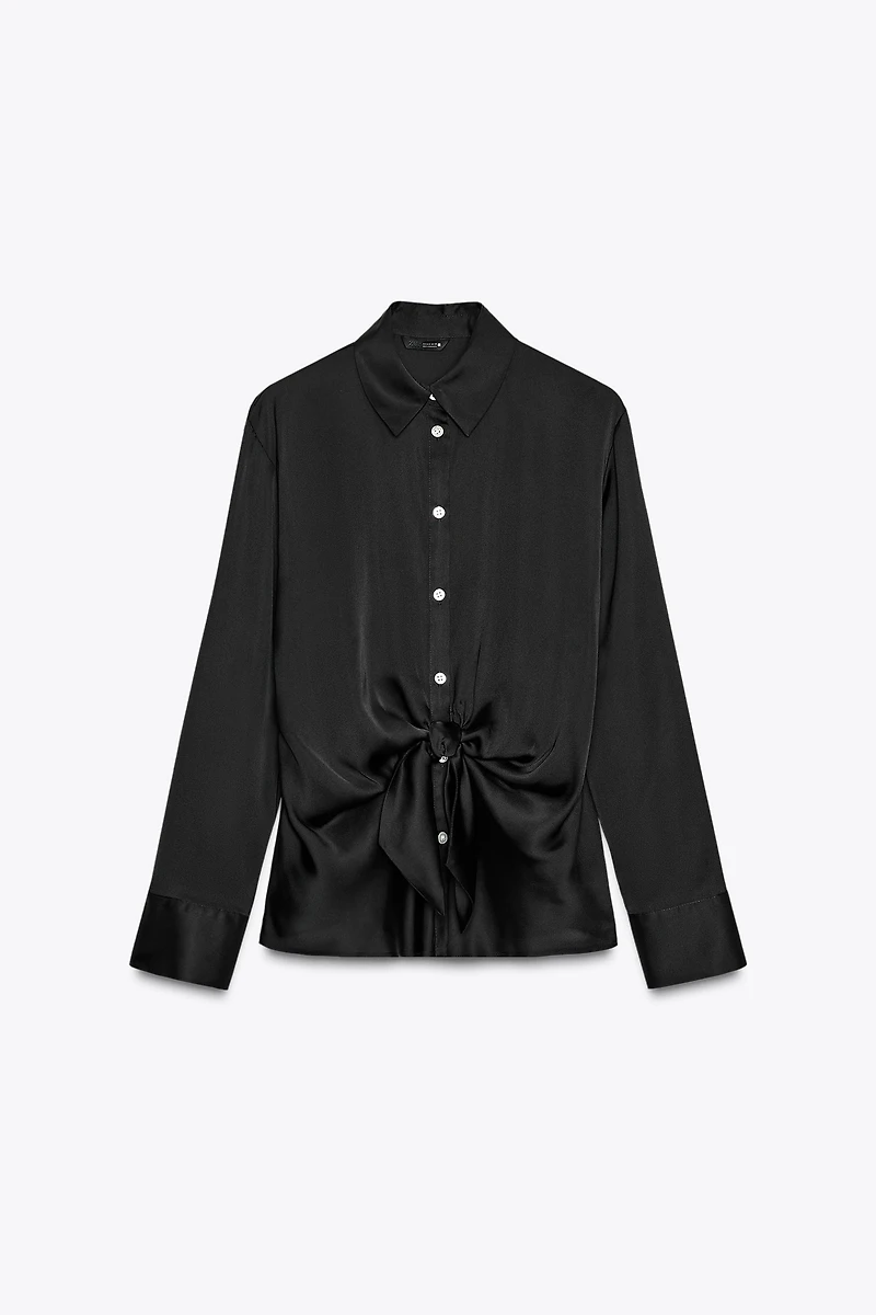 KNOTTED SATIN EFFECT SHIRT