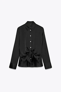 KNOTTED SATIN EFFECT SHIRT
