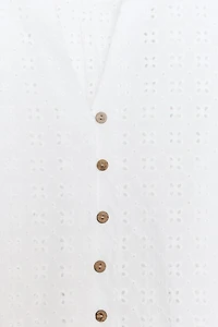 SHORT SLEEVE EYELET EMBROIDERED SHIRT
