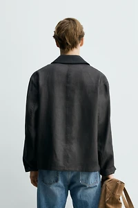 RELAXED FIT LINEN BLEND COTTON OVERSHIRT