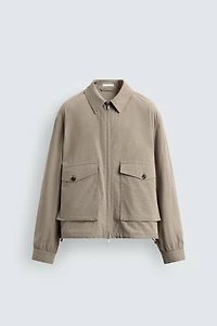 RELAXED FIT PLAID TEXTURED JACKET