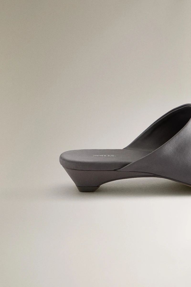 SATEEN HEELED MULES