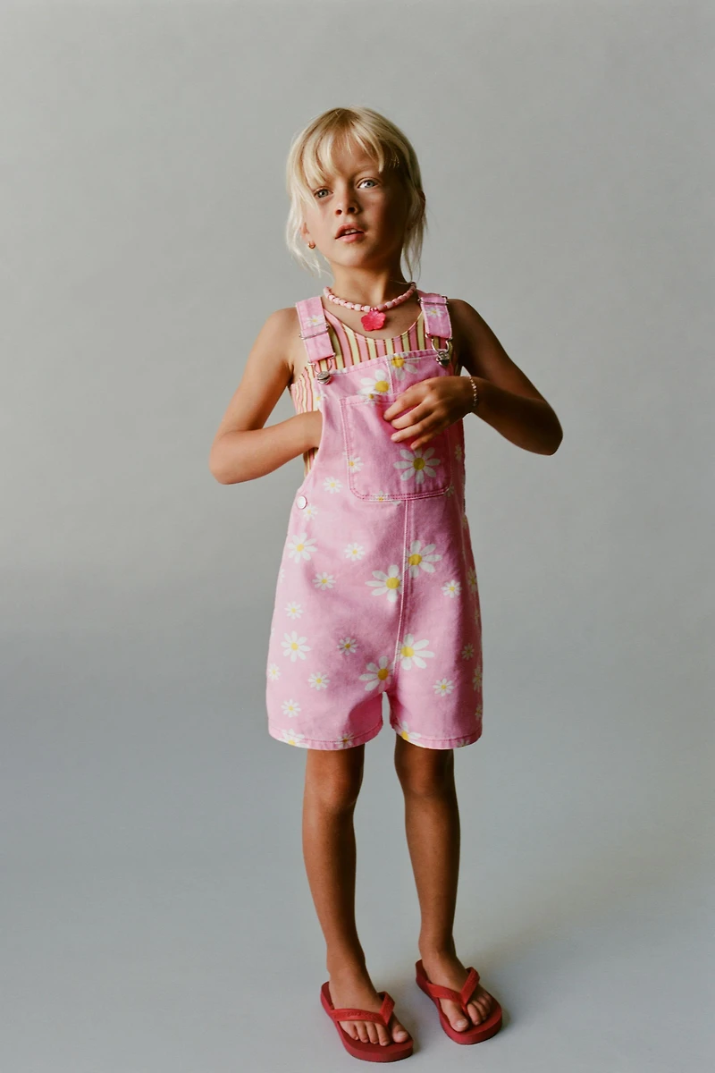 FLORAL TWILL OVERALLS