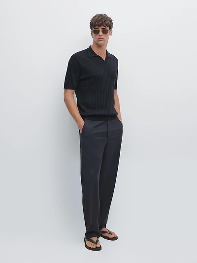 Polo en maille tressée
