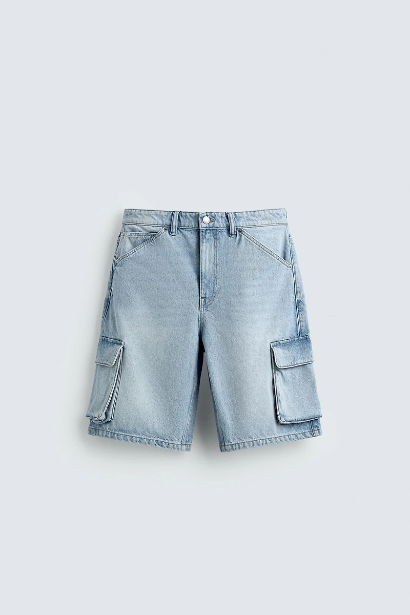 CARGO DENIM SHORTS