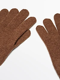 Wool blend knit gloves