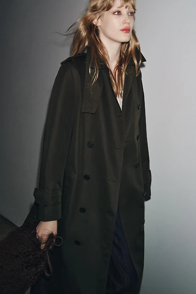 WATER REPELLENT DOUBLE-BREASTED TRENCH COAT ZW COLLECTION