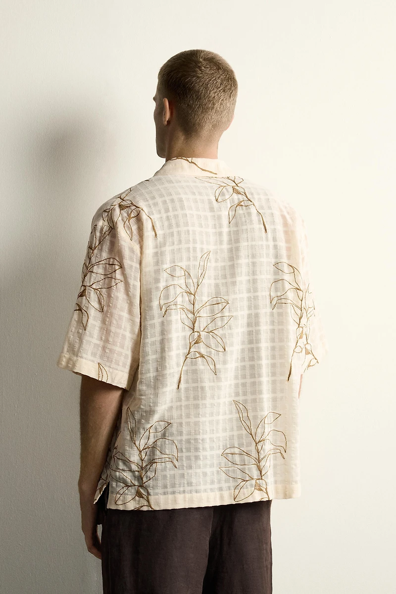 LEAF EMBROIDERED JACQUARD SHIRT