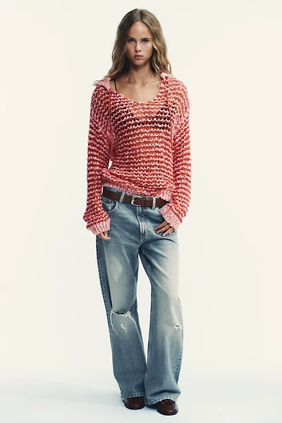 PULL EN MAILLE COL POLO AVEC LAINE
