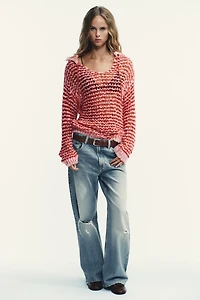 PULL EN MAILLE COL POLO AVEC LAINE