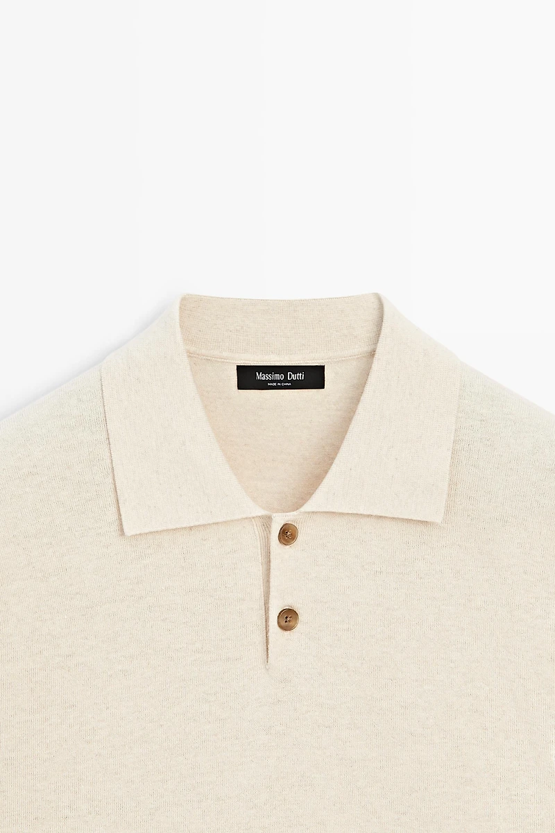 Cotton linen blend polo shirt