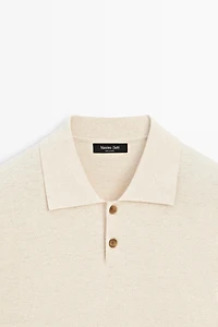Cotton linen blend polo shirt